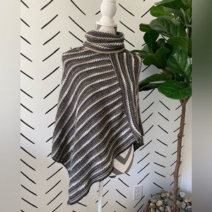 Multicolor knit poncho